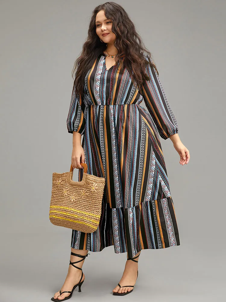 Bandana Print Notched Ruffle Layered Hem Dress sold by Bloomchic product image thumbnail 5