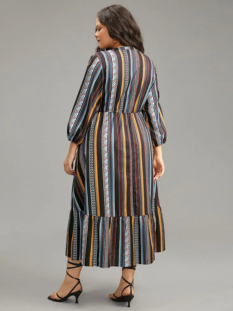 Bandana Print Notched Ruffle Layered Hem Dress sold by Bloomchic product image thumbnail 2