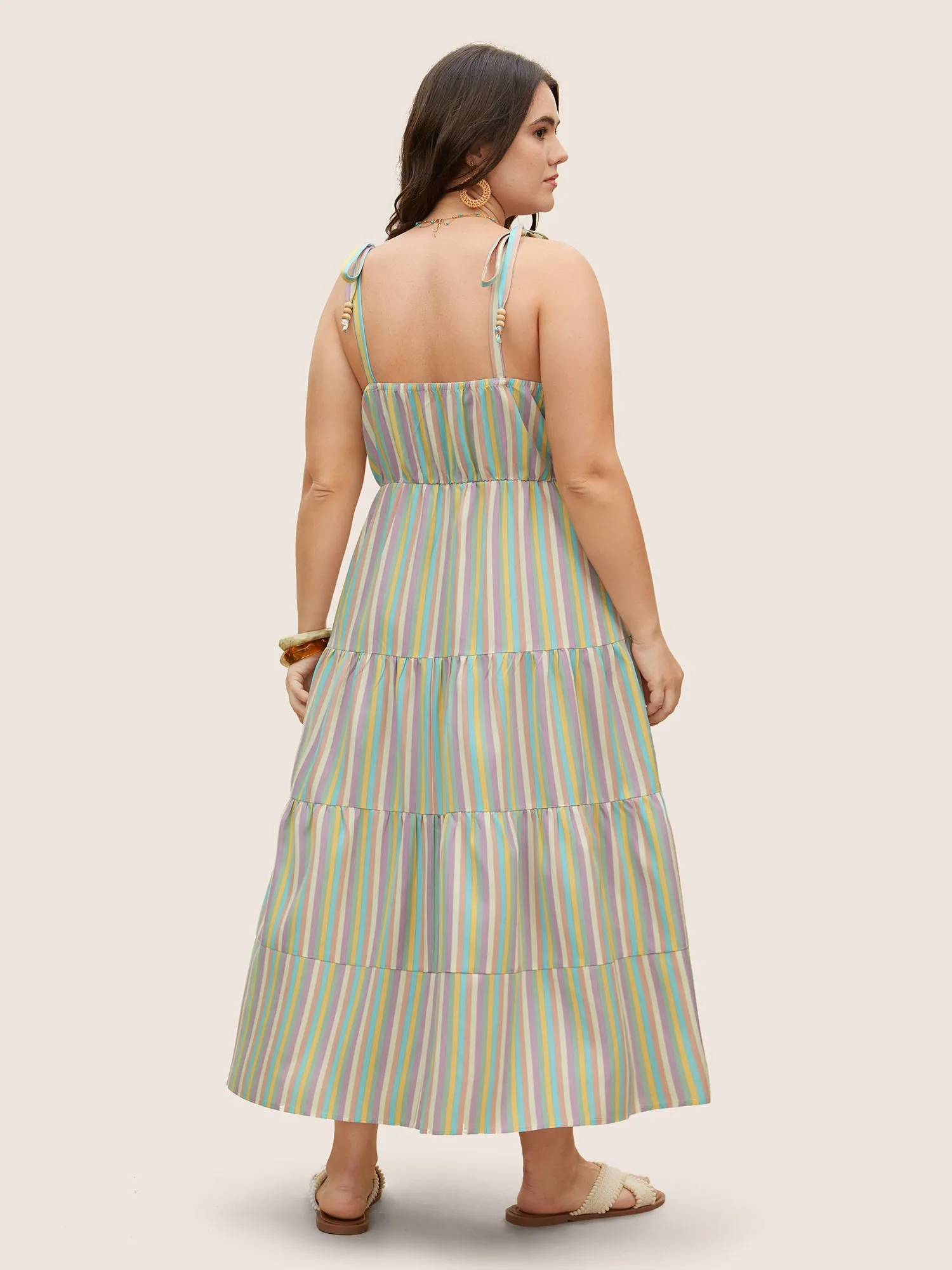 Stripes Tie Knot Tiered Hem Dress sold by Bloomchic product image thumbnail 3