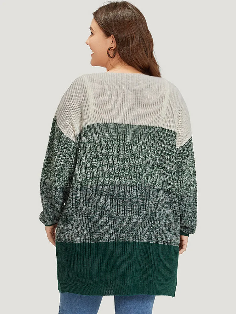 Colorblock Drop Shoulder Patchwork Cardigan sold by Bloomchic product image thumbnail 2