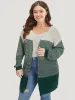 Colorblock Drop Shoulder Patchwork Cardigan sold by Bloomchic