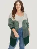 Colorblock Drop Shoulder Patchwork Cardigan sold by Bloomchic