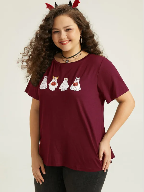 Supersoft Essentials Halloween Print Crew Neck T-shirt sold by Bloomchic