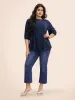 Chiffon Textured Mesh Lantern Sleeve Blouse sold by Bloomchic