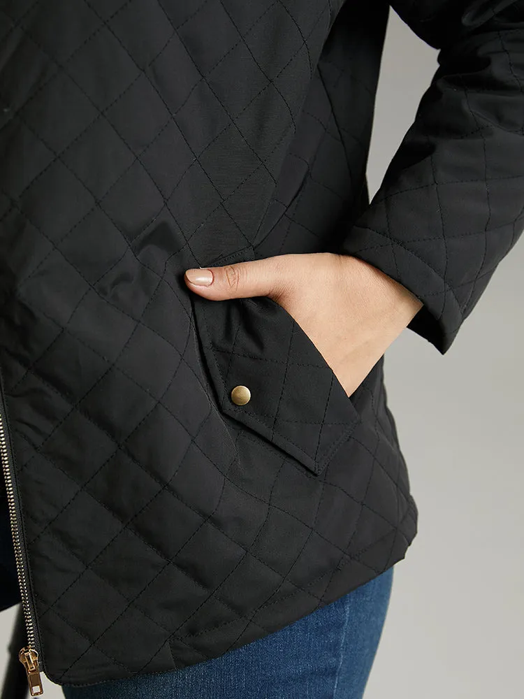 Plain Quilted Zipper Button Detail Jacket sold by Bloomchic product image thumbnail 5