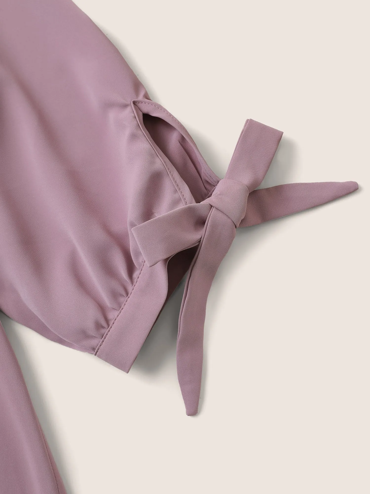 Plain Knotted Sleeve V Neck Blouse sold by Bloomchic product image thumbnail 5