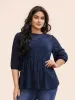 Chiffon Textured Mesh Lantern Sleeve Blouse sold by Bloomchic