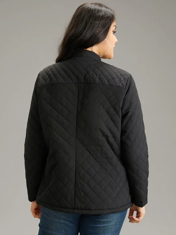 Plain Quilted Zipper Button Detail Jacket sold by Bloomchic product image thumbnail 4