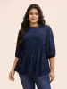 Chiffon Textured Mesh Lantern Sleeve Blouse sold by Bloomchic