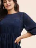 Chiffon Textured Mesh Lantern Sleeve Blouse sold by Bloomchic