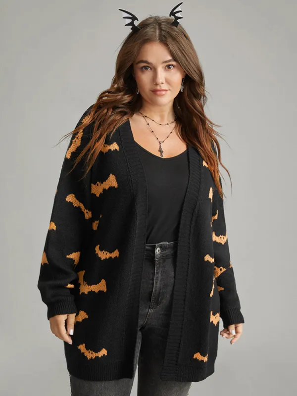 Halloween Bat Graphic Open Front Cardigan sold by Bloomchic
