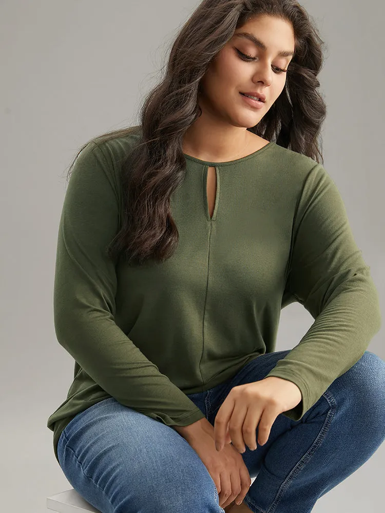 Plain Cut Out Round Neck Knit T-shirt sold by Bloomchic product image thumbnail 4