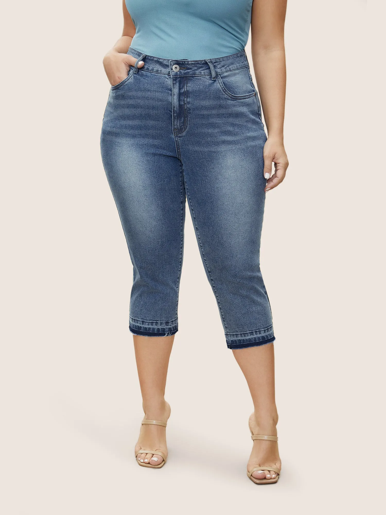 Light Wash Cut Off Pull On Jegging Jeans sold by Bloomchic