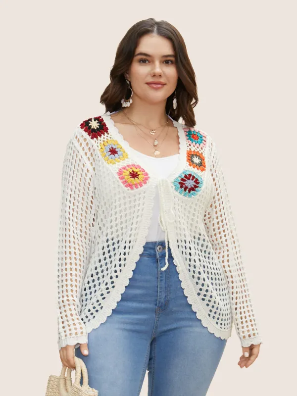 Crochet Floral Cut Out Tie Knot Cover Up sold by Bloomchic