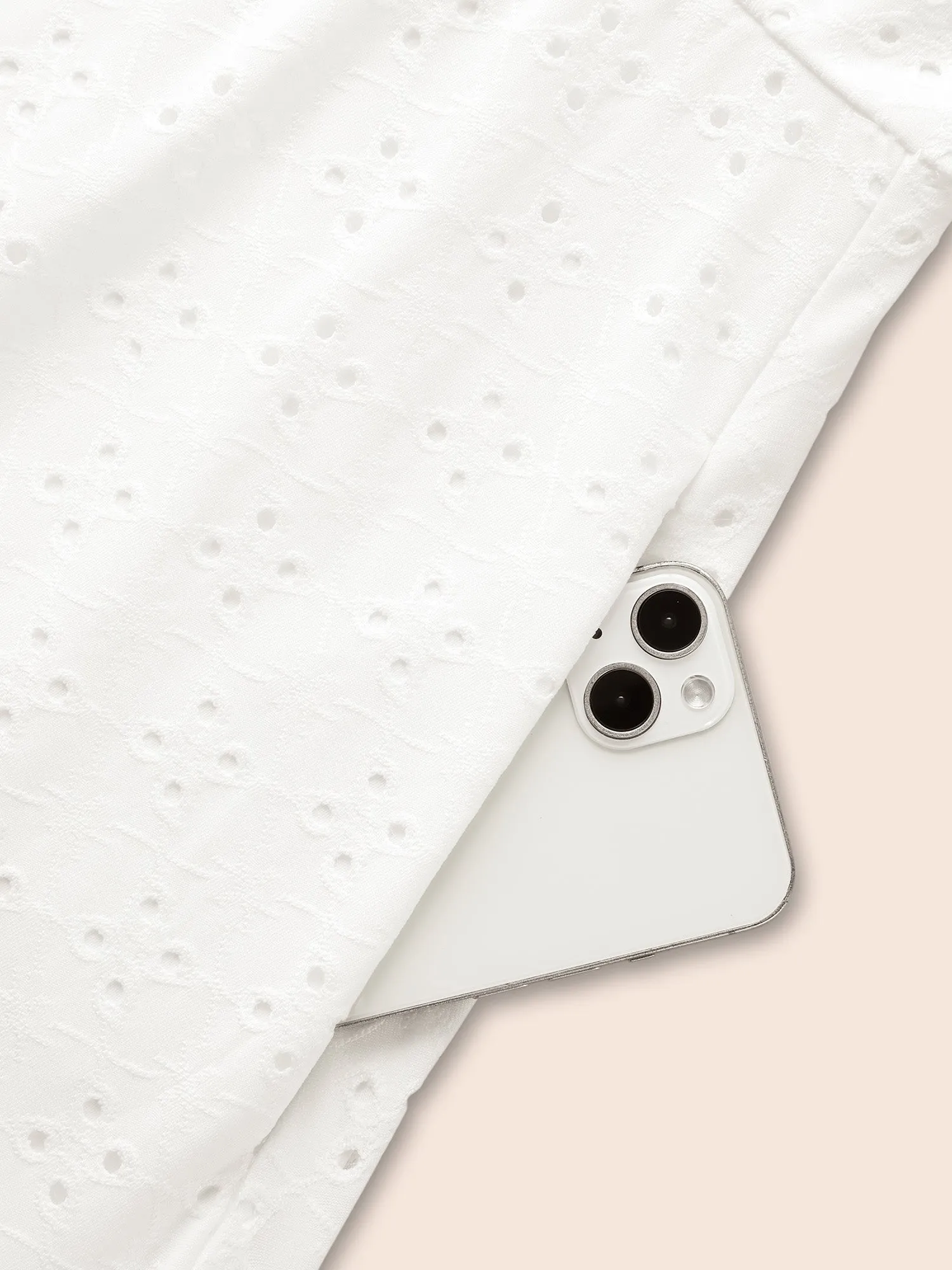 Solid Pocket Laser Cut Surplice Neck Knee Dress sold by Bloomchic product image thumbnail 5