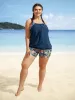 U Neck Ditsy Floral Patchwork Gathered Swim Top sold by Bloomchic
