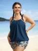 U Neck Ditsy Floral Patchwork Gathered Swim Top sold by Bloomchic
