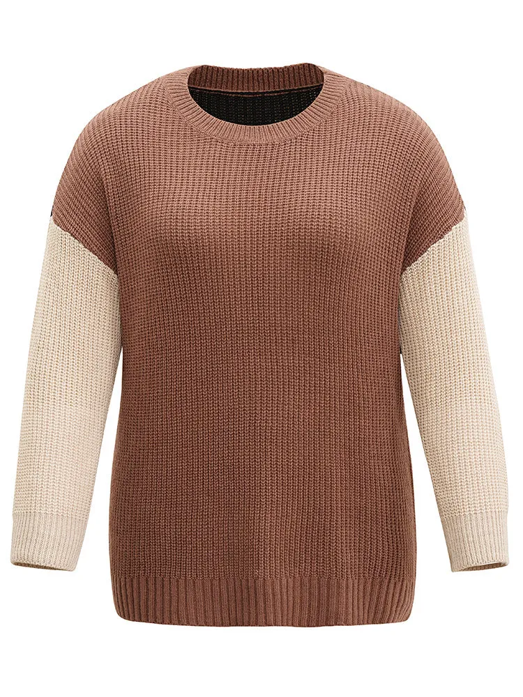 Patchwork Colorblock Contrast Drop Shoulder Pullover sold by Bloomchic product image thumbnail 5