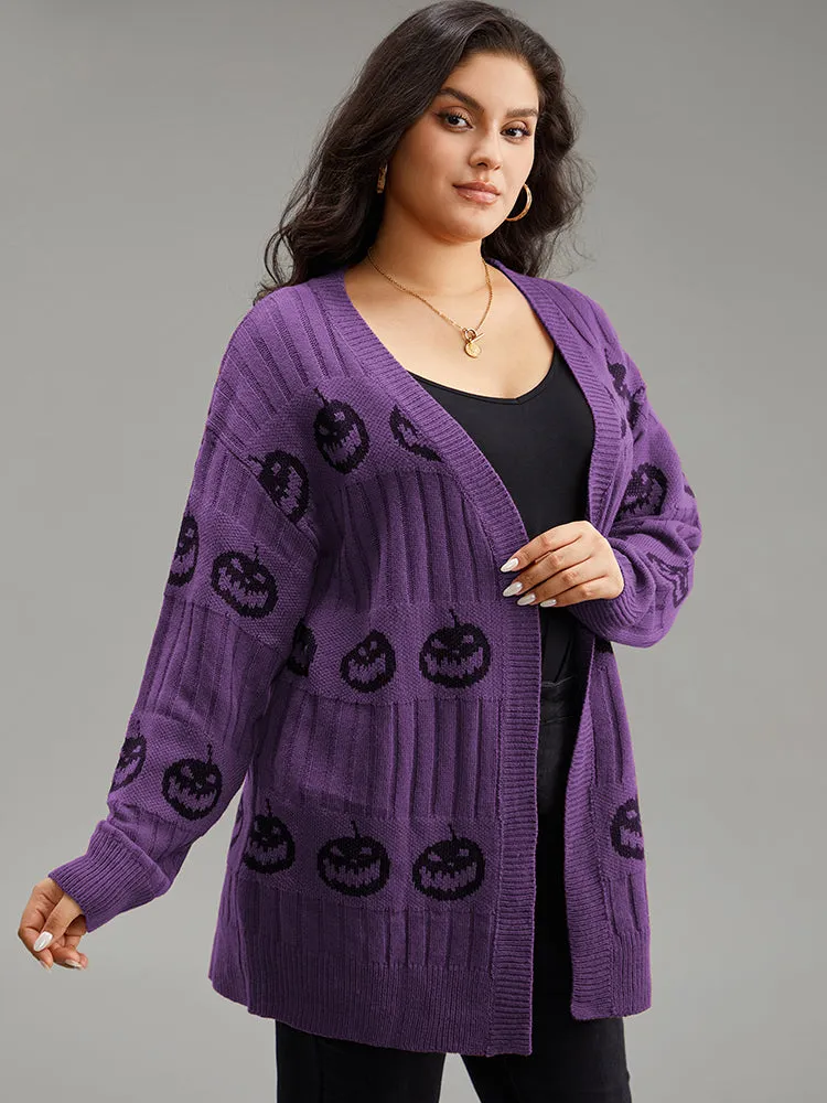 Halloween Pumpkin Graphic Open Front Cardigan sold by Bloomchic product image thumbnail 4