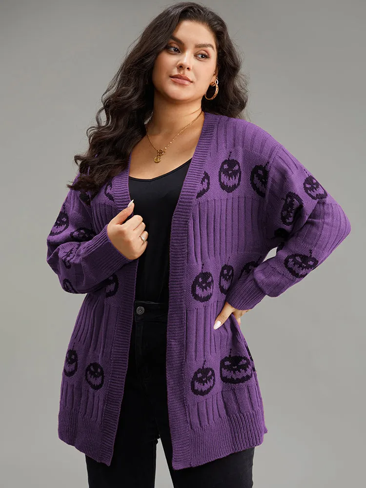 Halloween Pumpkin Graphic Open Front Cardigan sold by Bloomchic product image thumbnail 3
