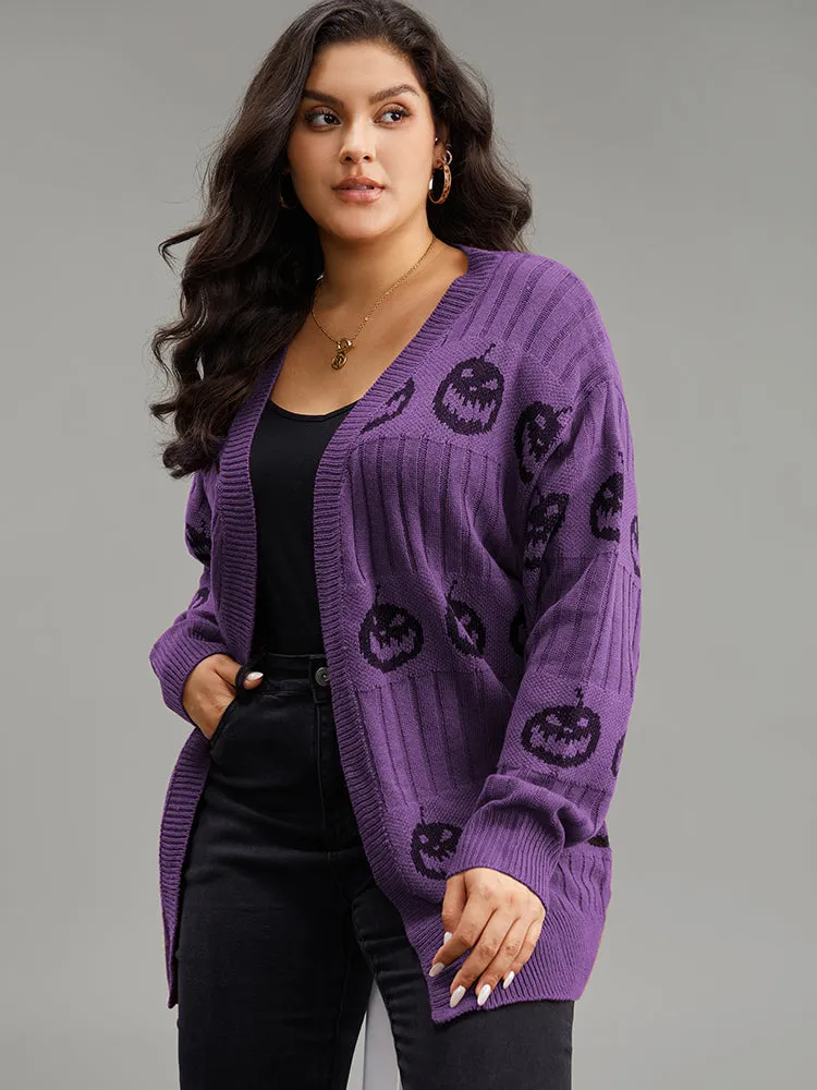 Halloween Pumpkin Graphic Open Front Cardigan sold by Bloomchic product image thumbnail 5