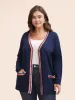 Contrast Striped Trim Patch Pocket Cardigan sold by Bloomchic