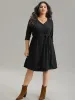 Waffle Knit Button Detail Belted Dress sold by Bloomchic