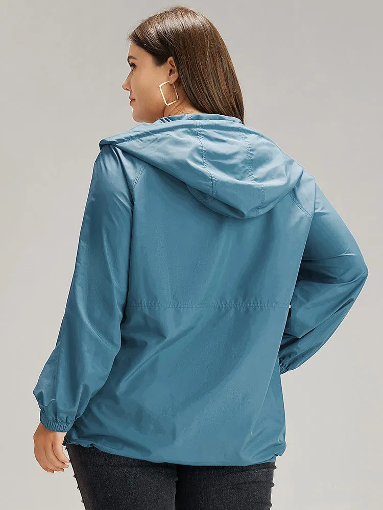 Zipper Fly Hooded Drawstring Hem Pocket Windbreaker sold by Bloomchic product image thumbnail 3
