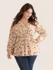 Ditsy Floral Elastic Waist Ties Ruffles Blouse sold by Bloomchic