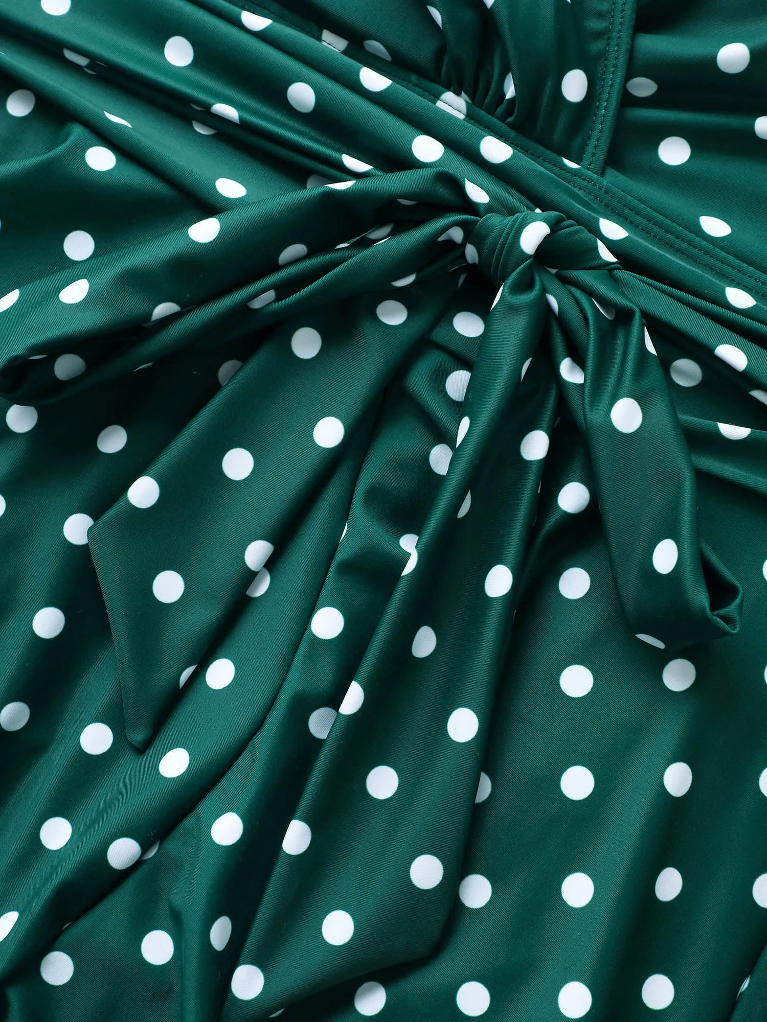 Overlap Collar Polka Dot Tie Knot Ruffles Swim Dress sold by Bloomchic product image thumbnail 5