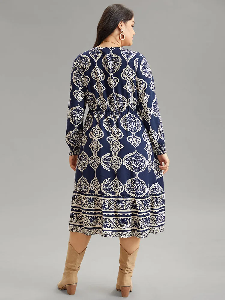 Moroccan Print Shirred Cuffs Pocket Dress sold by Bloomchic product image thumbnail 3