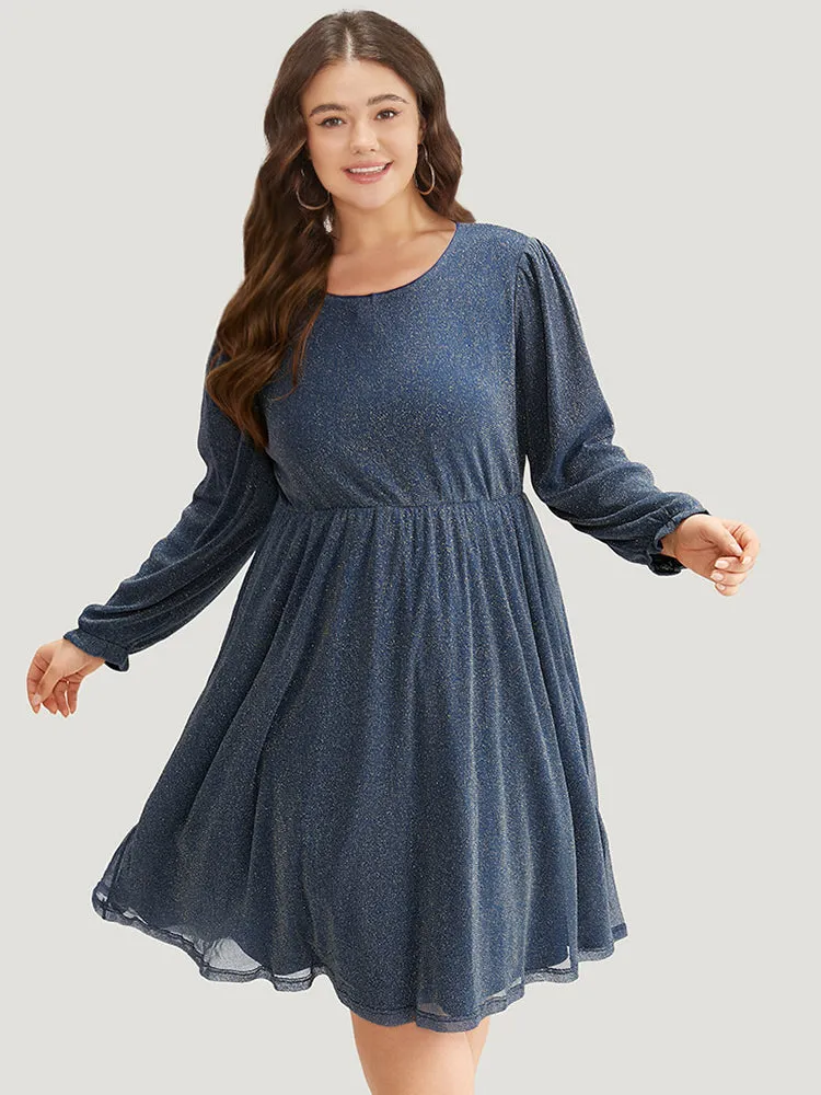 Glitter Crew Neck Pocket Pleated Dress sold by Bloomchic product image thumbnail 4