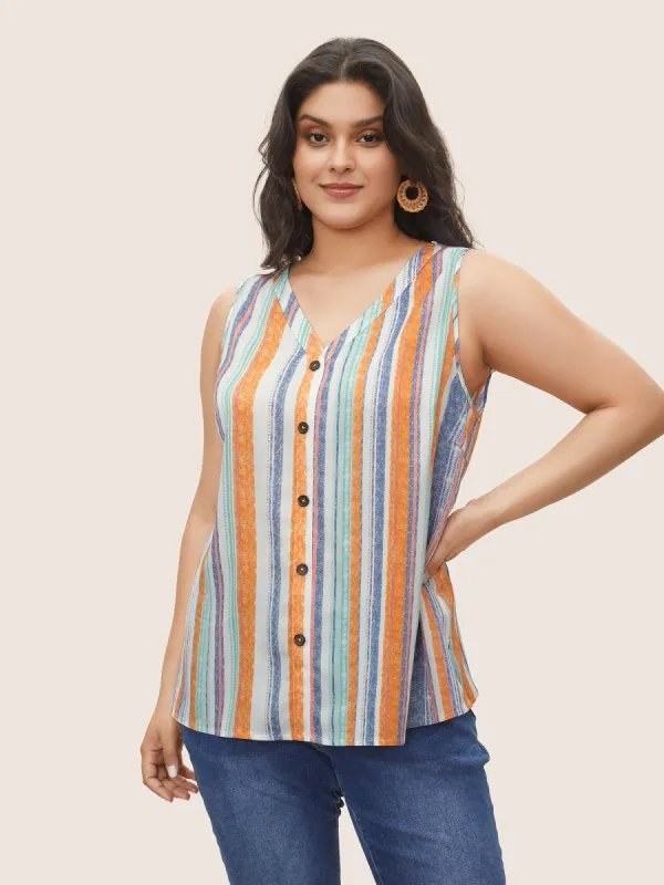Colored Striped Button Detail Tank Top sold by Bloomchic