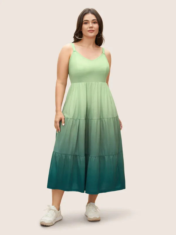 Ombre Ruffle Layered Hem Cami Dress sold by Bloomchic