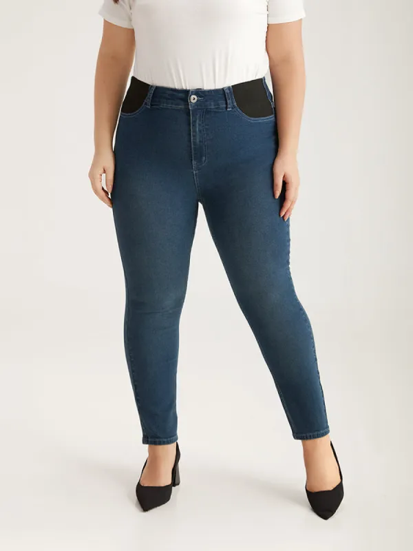 Contrast Pocket Elastic Waist Very Stretchy Jeans sold by Bloomchic