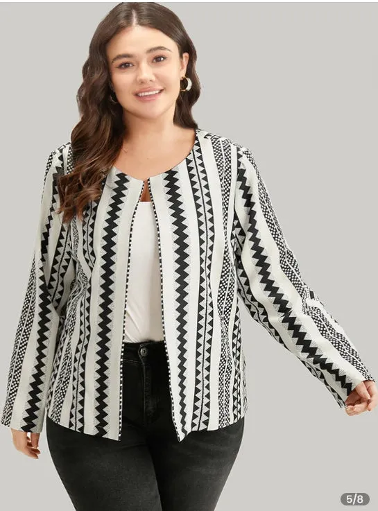 Geometric Boho Print Open Front Jacket sold by Bloomchic