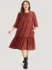 Guipure Lace Frill Trim Cut Out Ruffle Hem Dress sold by Bloomchic