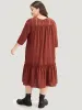 Guipure Lace Frill Trim Cut Out Ruffle Hem Dress sold by Bloomchic