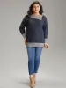 Two Tone Button Detail Lapel Collar Pullover sold by Bloomchic