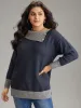 Two Tone Button Detail Lapel Collar Pullover sold by Bloomchic