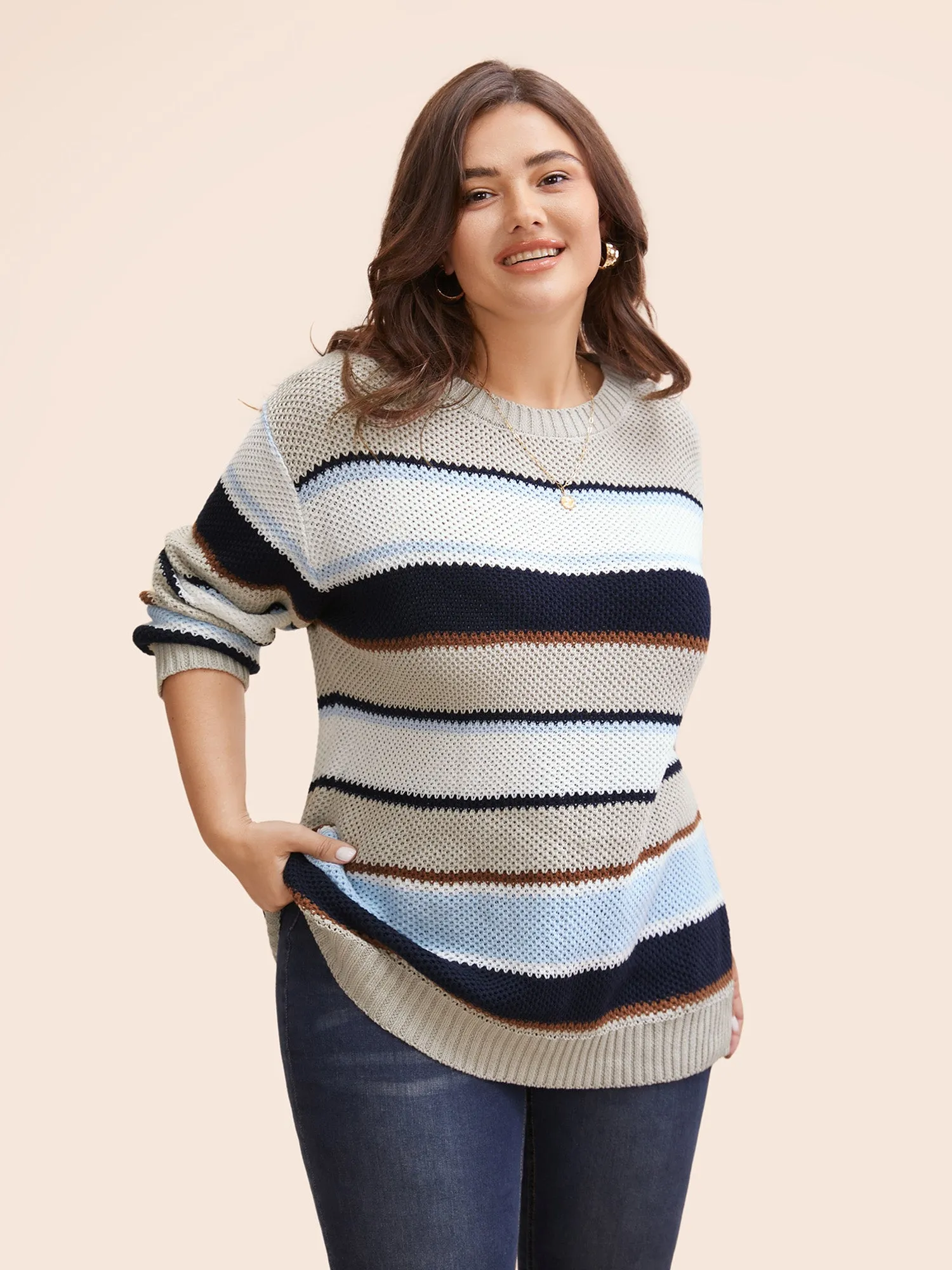 Cotton Colorblock Contrast Drop Shoulder Pullover sold by Bloomchic product image thumbnail 3