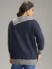 Two Tone Button Detail Lapel Collar Pullover sold by Bloomchic