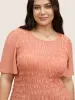 Round Neck Plain Shirred Frill Trim T-shirt sold by Bloomchic
