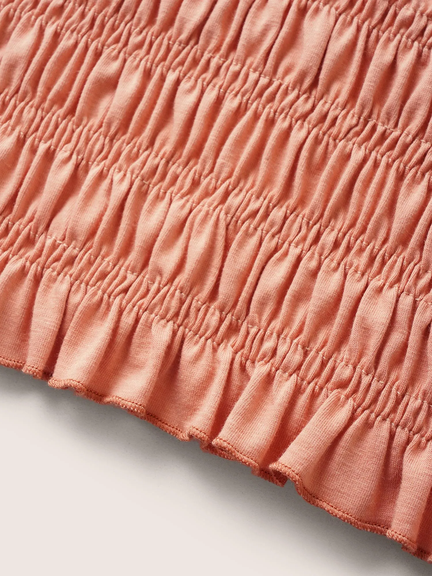 Round Neck Plain Shirred Frill Trim T-shirt sold by Bloomchic product image thumbnail 5