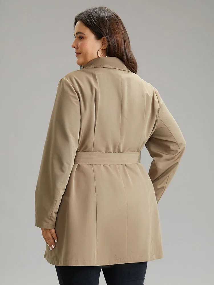 Plain Double Breasted Belted Lapel Collar Coat sold by Bloomchic product image thumbnail 2