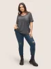 Pleated Detail Contrast Trim T-shirt sold by Bloomchic