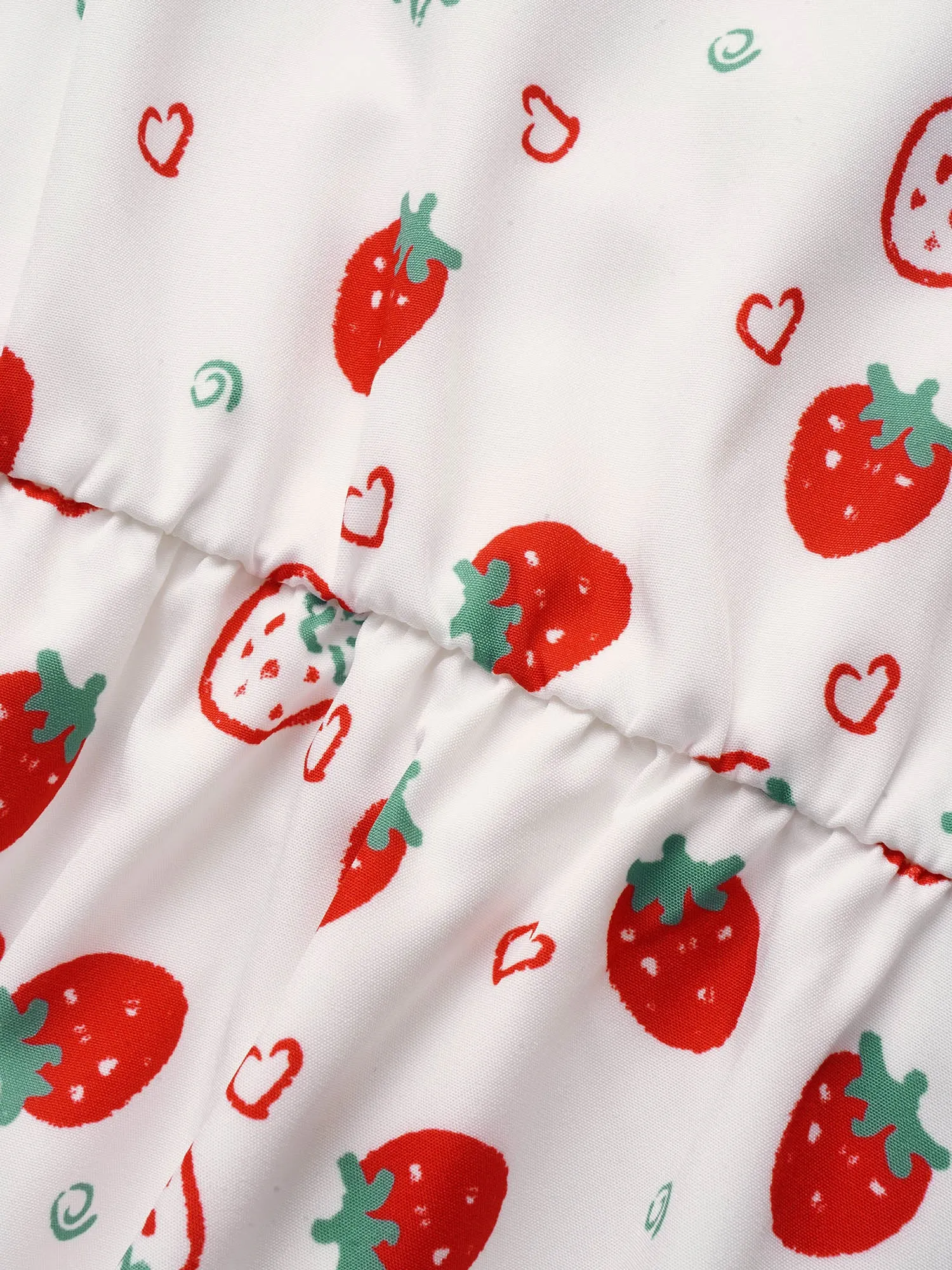 Strawberry Print Puff Sleeve Elastic Waist Dress sold by Bloomchic product image thumbnail 5