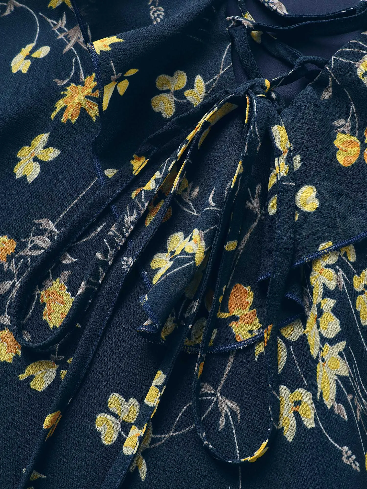 Floral Print Ruffle Trim Lace Up Tank Top sold by Bloomchic product image thumbnail 5