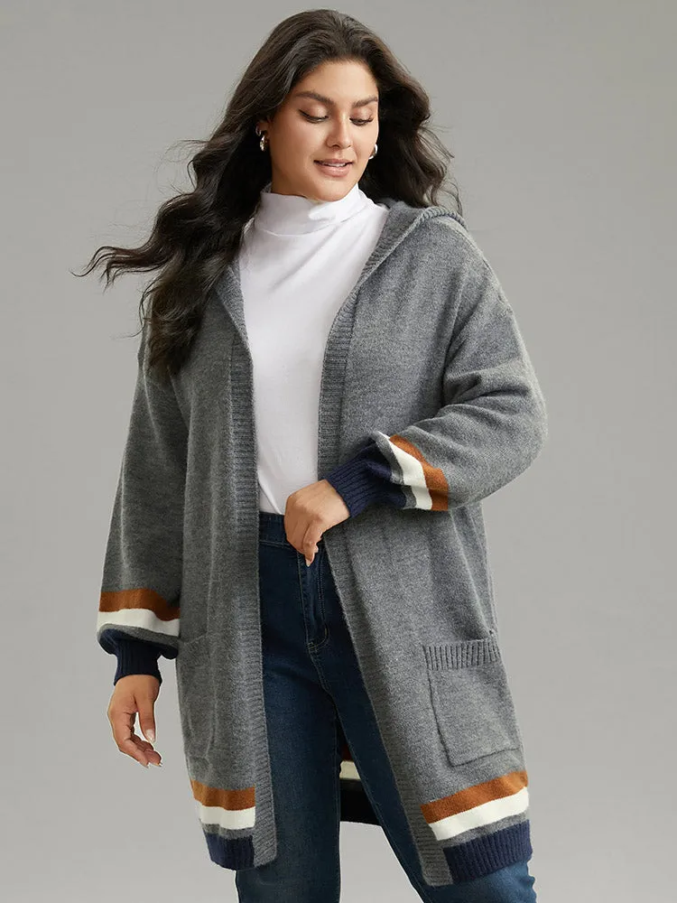 Supersoft Essentials Striped Contrast Pocket Hooded Cardigan sold by Bloomchic product image thumbnail 4