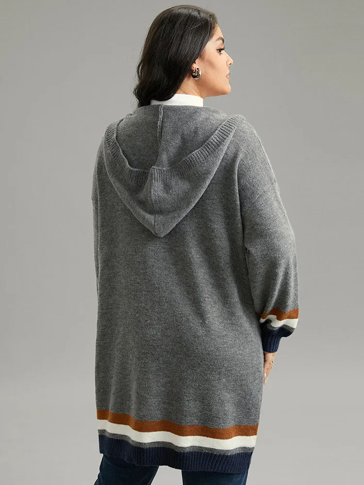 Supersoft Essentials Striped Contrast Pocket Hooded Cardigan sold by Bloomchic product image thumbnail 2